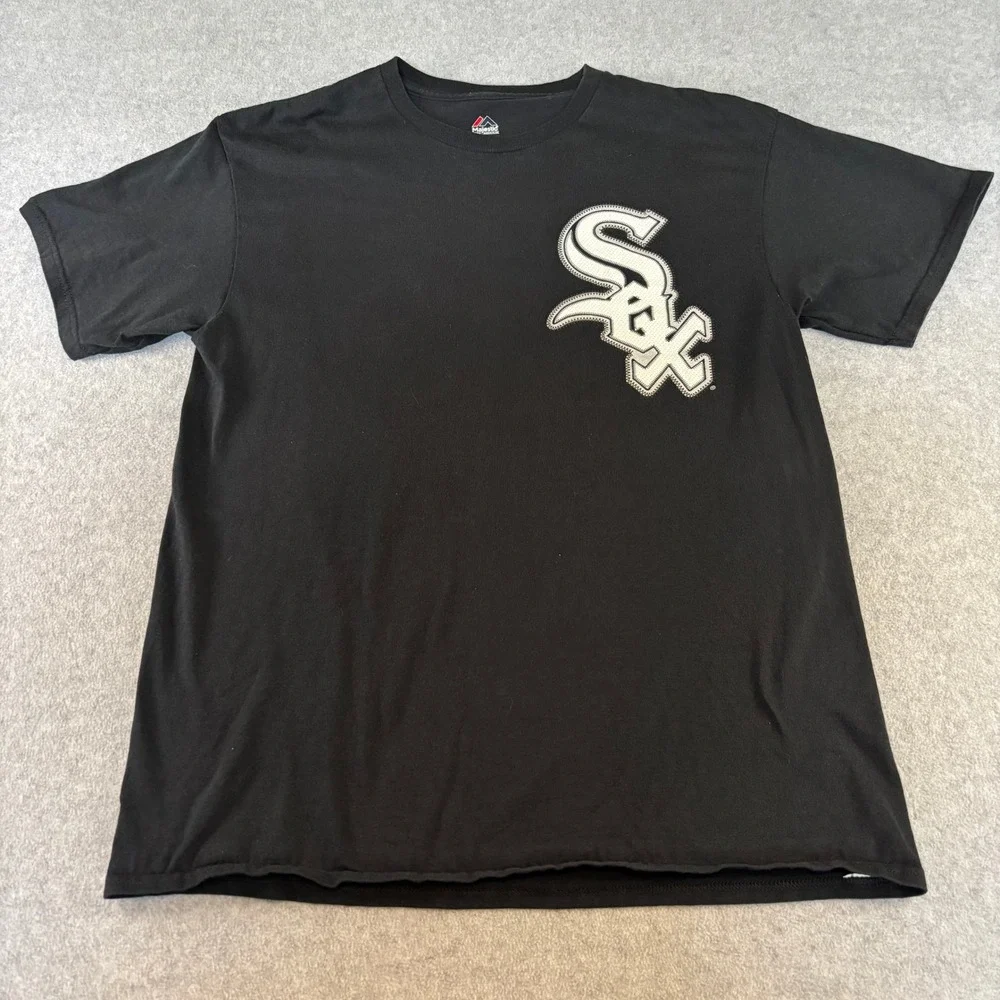 Majestic Chicago White Sox Chris Sale #49 T-Shirt Black Mens Large MLB Baseball - Picture 1 of 5